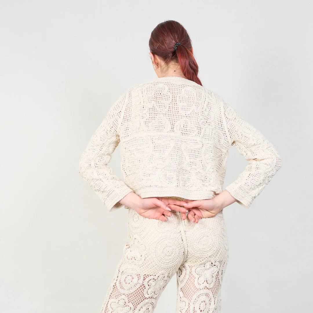 Handmade crochet lace cardigan with button detail wholesale