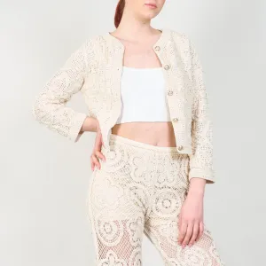 Handmade crochet lace cardigan with button detail wholesale