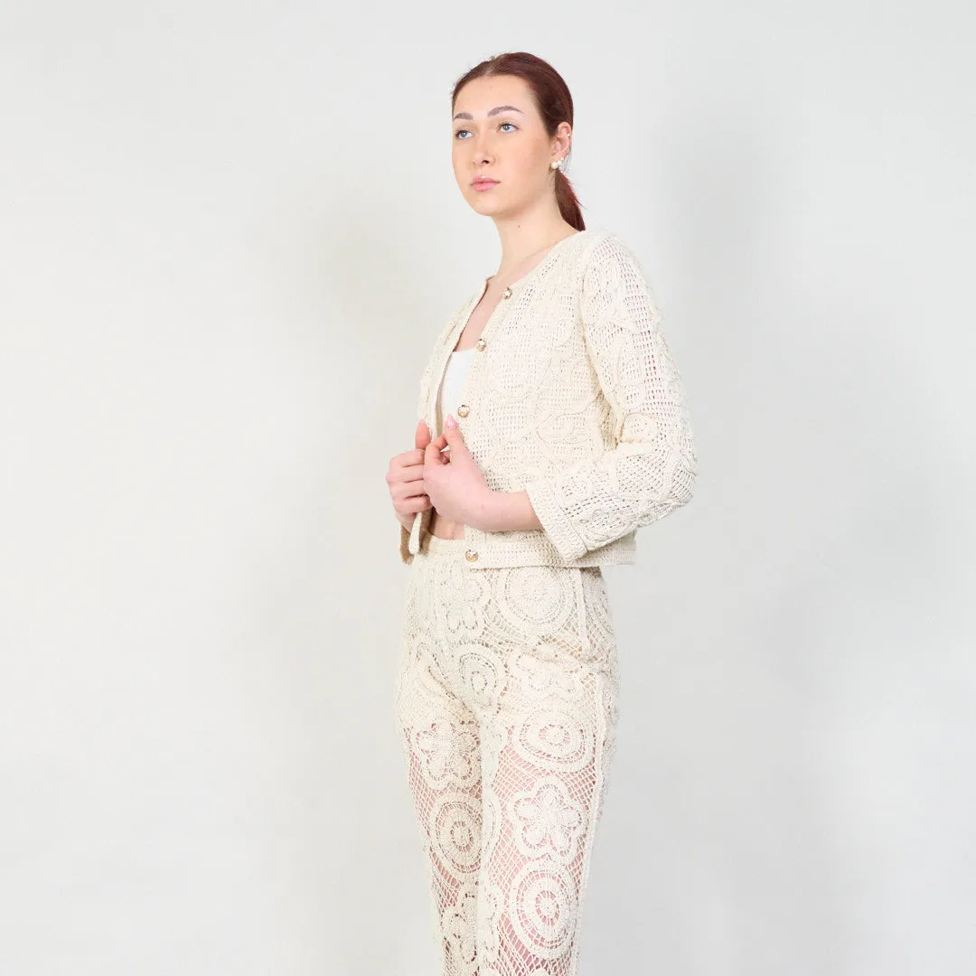 Handmade crochet lace cardigan with button detail wholesale