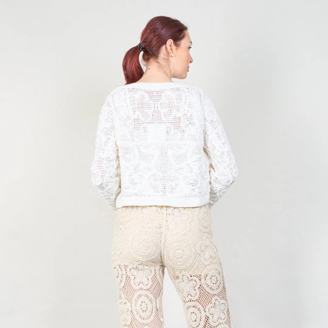 Handmade crochet lace cardigan with button detail wholesale