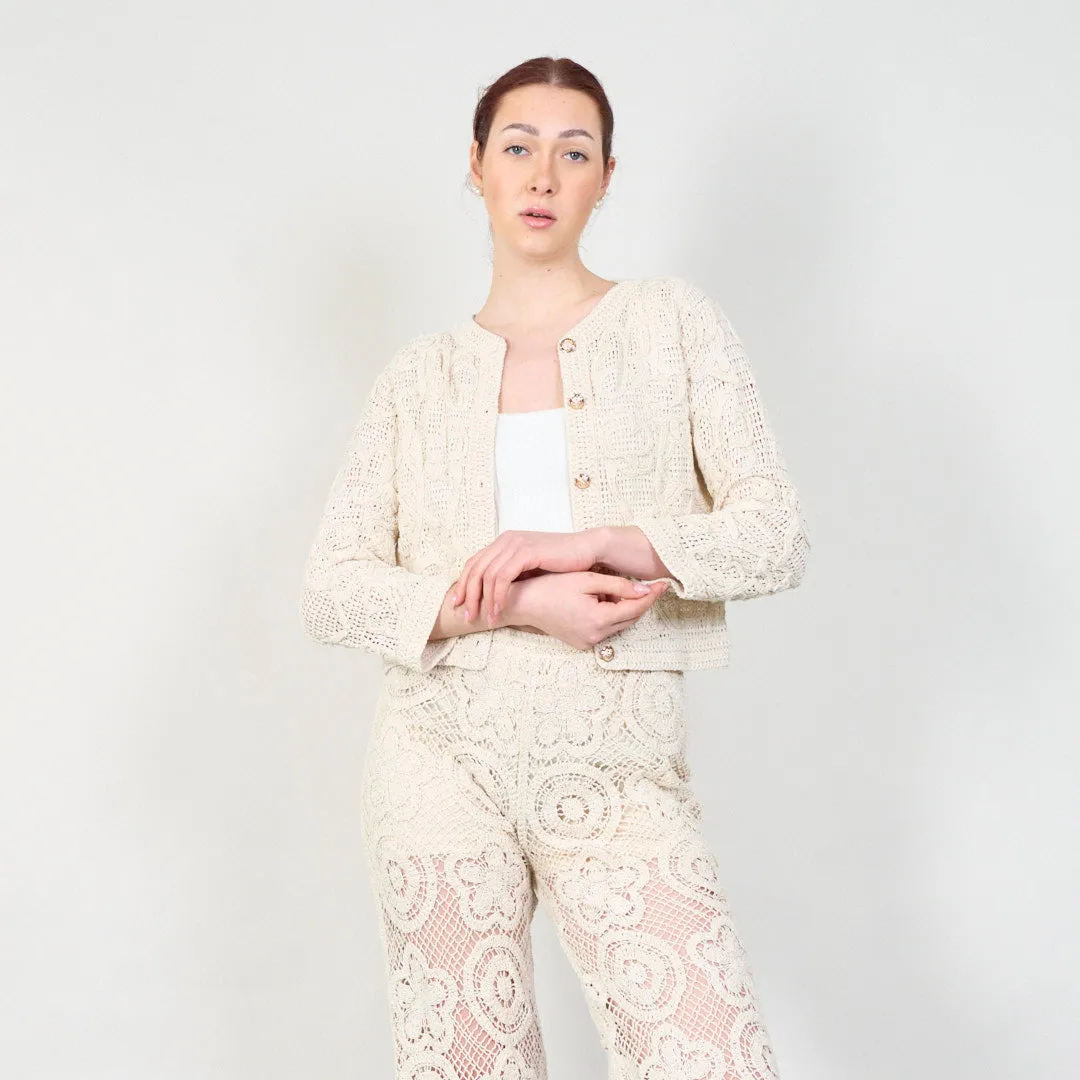 Handmade crochet lace cardigan with button detail wholesale