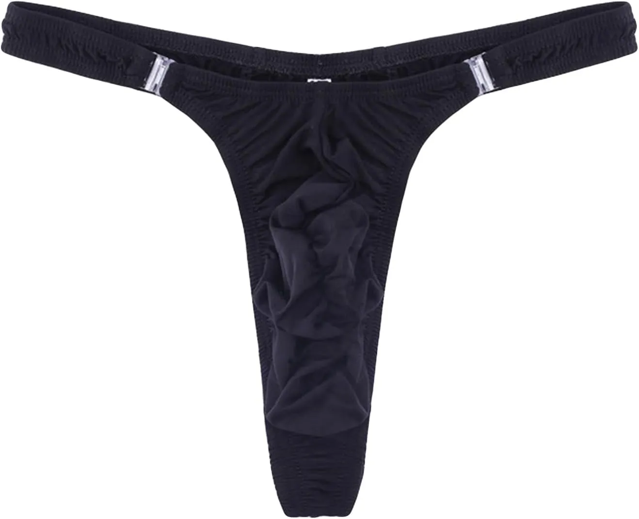 JEsilunmaMY Mens Sexy Pouch Panties Low Rise Bright Patent Leather G-String Thong Solid Color Ruched T-Back Bikini Underwear