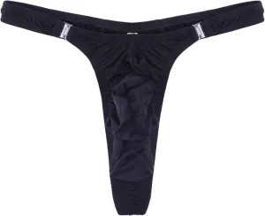 JEsilunmaMY Mens Sexy Pouch Panties Low Rise Bright Patent Leather G-String Thong Solid Color Ruched T-Back Bikini Underwear