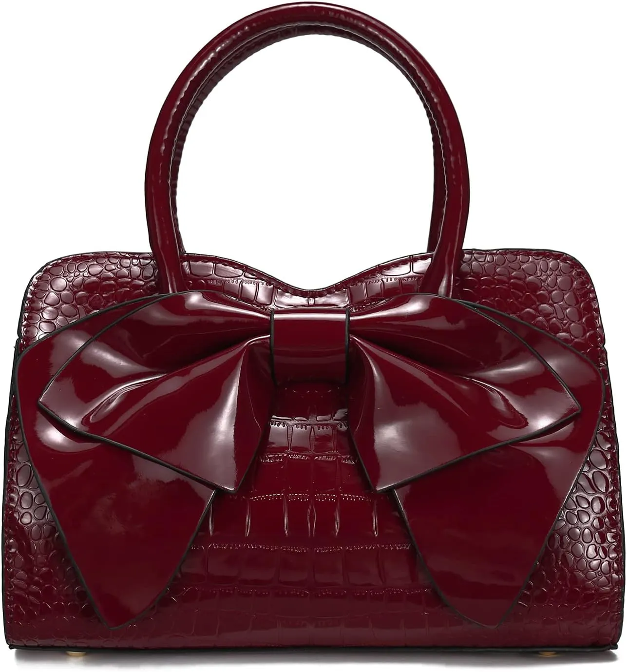 JHVYF Satchel Bag for Women Purse with Bow Crossbody Purse Top-Handle Handbag Trendy Shoulder Bag Work Tote Wine