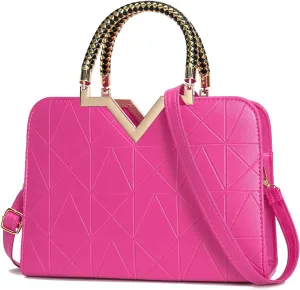 JHVYF Womens Handbag Top Handle Shoulder Bag Satchel Purse Work Bags PU Leather Crossbody Bags #H Hot Pink