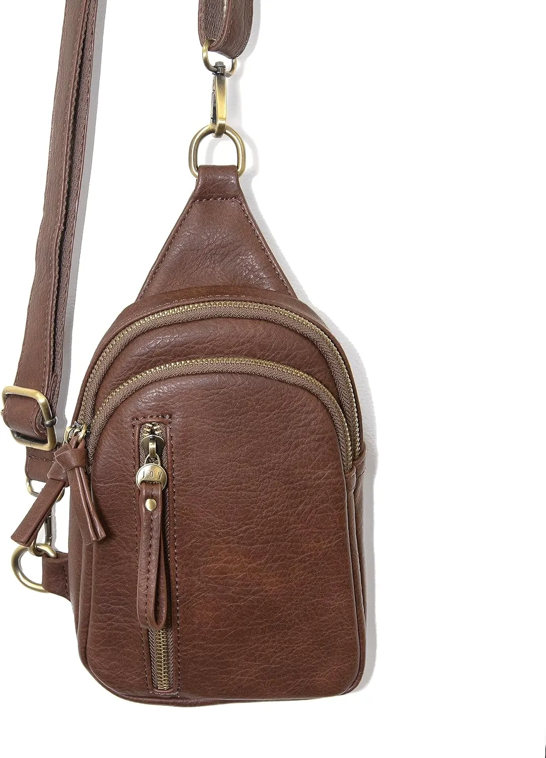 Joy Susan Skyler Sling Bag: Vegan Leather, Zippered Closure, Brass Plated Hardware