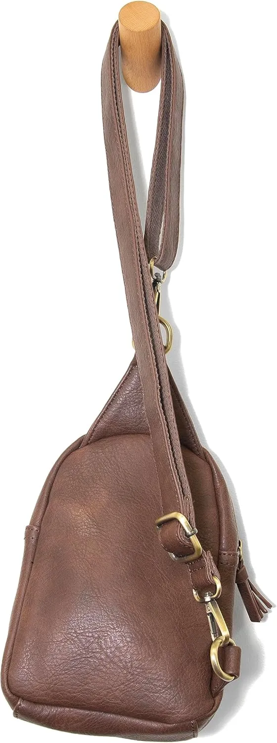 Joy Susan Skyler Sling Bag: Vegan Leather, Zippered Closure, Brass Plated Hardware