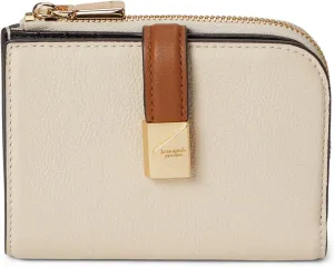 kate spade new york Deco Colorblocked Pebbled Leather Small Compact Wallet, Milk Glass Multi