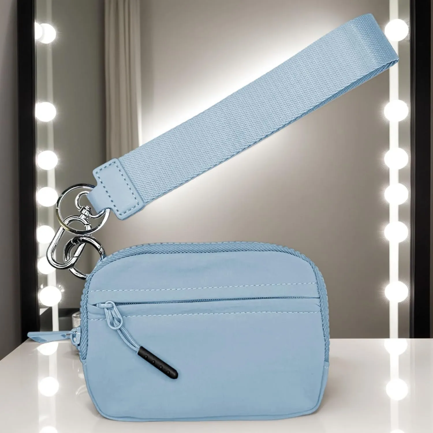 keychains Wristlet Wallet - Compact Wristlet Wallet, Keyring Wristlet Purse | keychains Zip Bag, Waterproof Nylon Credit Card Wallet, Compact Zipper Card Case with Hand Strap for Women Men Kids