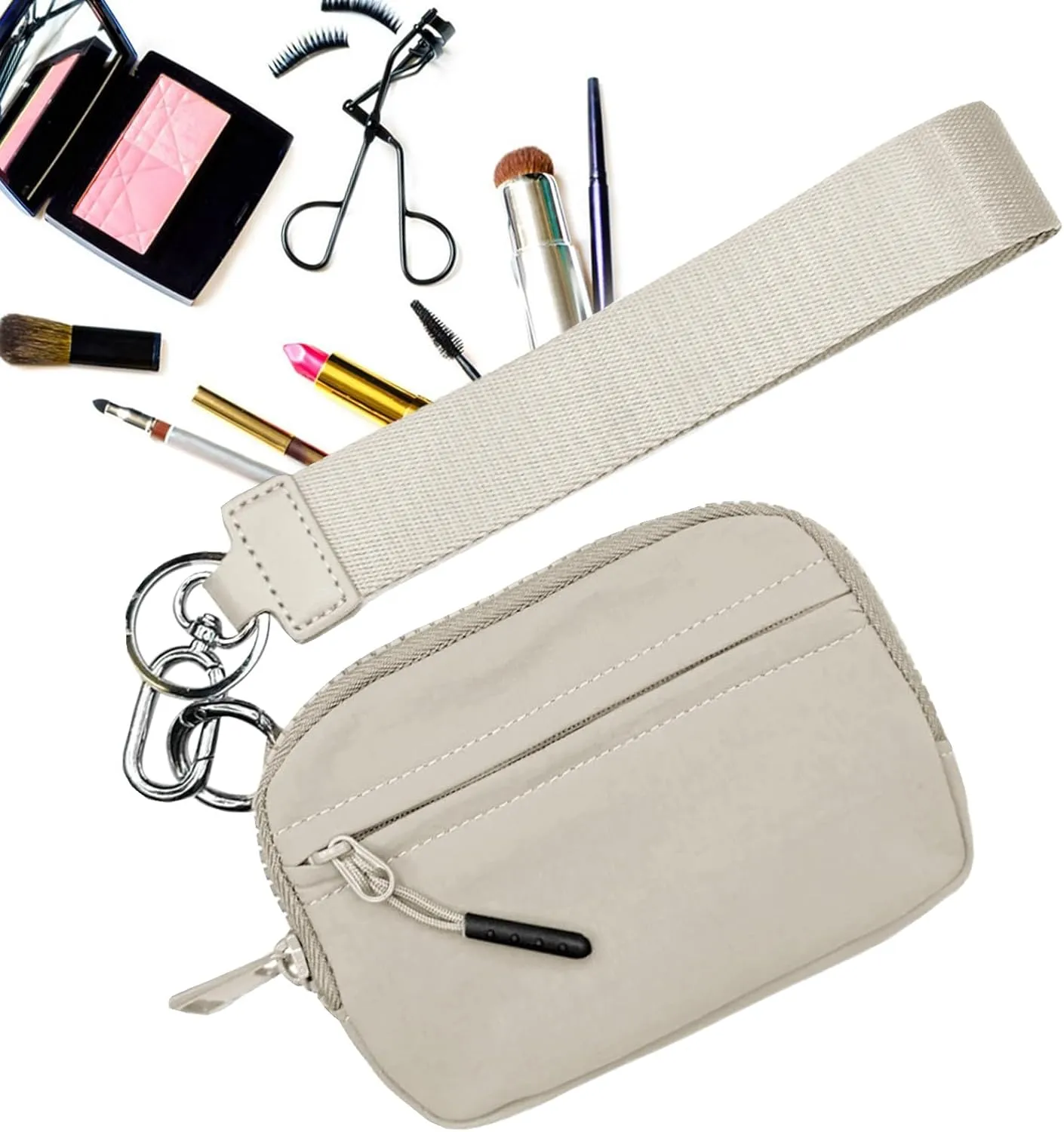 keychains Wristlet Wallet - Compact Wristlet Wallet, Keyring Wristlet Purse | keychains Zip Bag, Waterproof Nylon Credit Card Wallet, Compact Zipper Card Case with Hand Strap for Women Men Kids