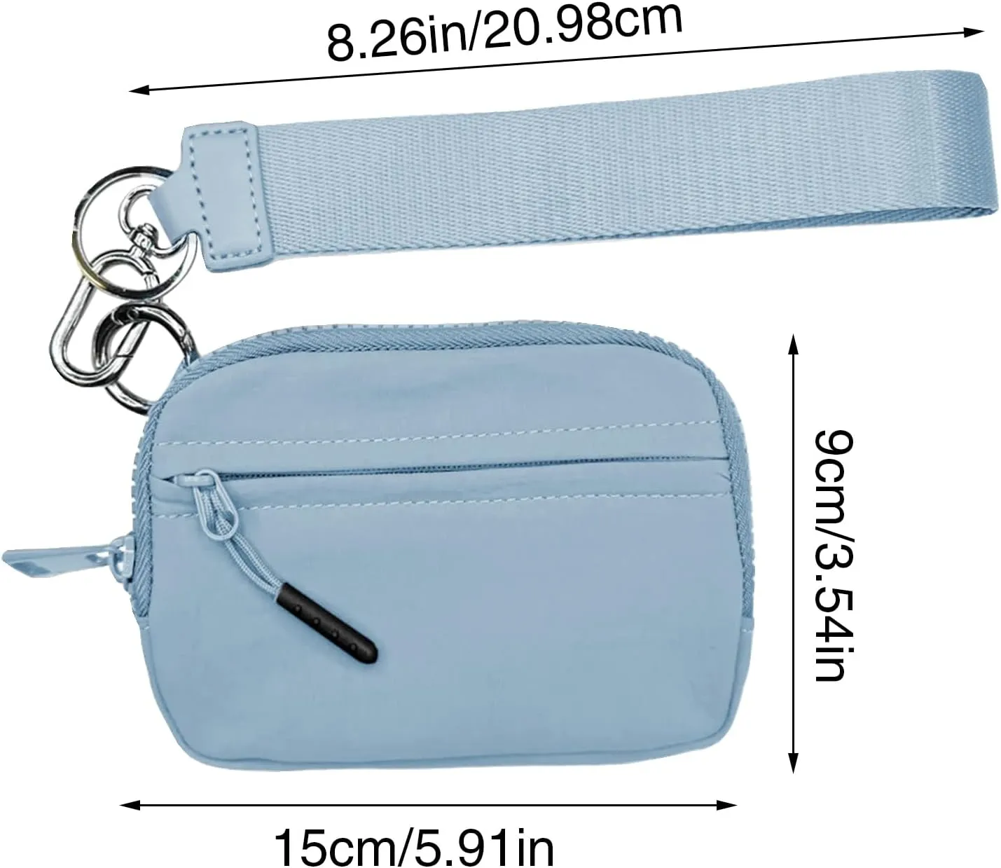 keychains Wristlet Wallet - Compact Wristlet Wallet, Keyring Wristlet Purse | keychains Zip Bag, Waterproof Nylon Credit Card Wallet, Compact Zipper Card Case with Hand Strap for Women Men Kids