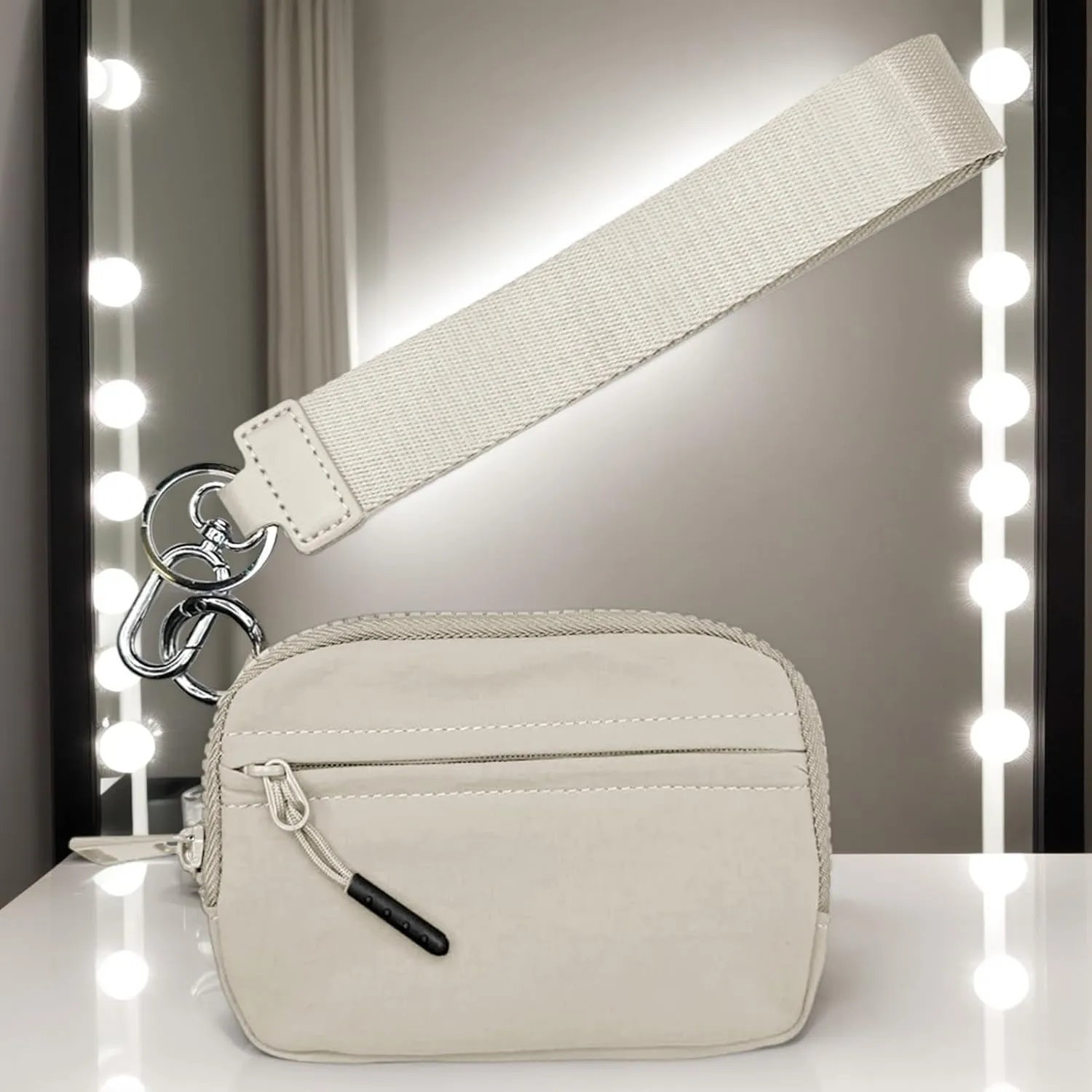 keychains Wristlet Wallet - Compact Wristlet Wallet, Keyring Wristlet Purse | keychains Zip Bag, Waterproof Nylon Credit Card Wallet, Compact Zipper Card Case with Hand Strap for Women Men Kids