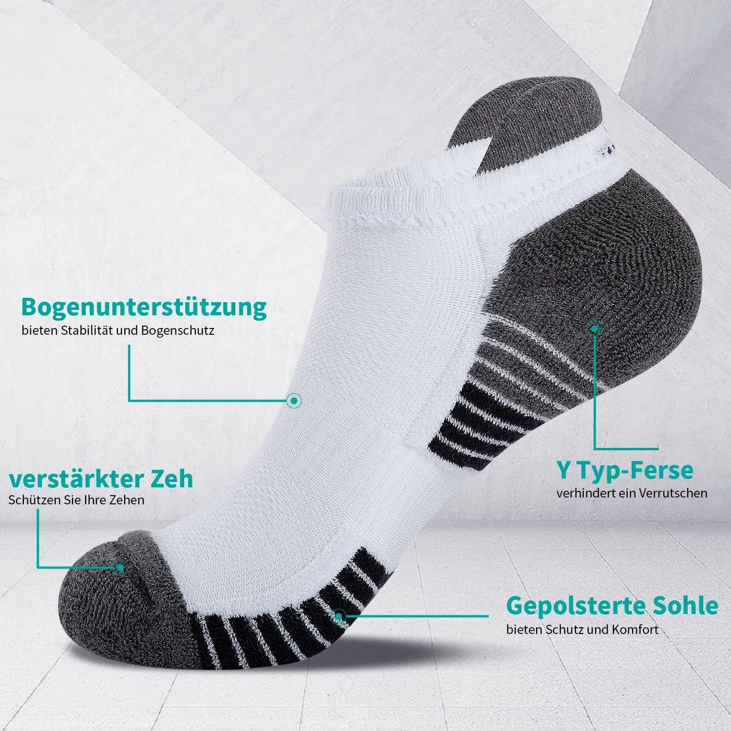 Lapulas Athletic Running Ankle Socks, Low Cut Cushioned Anti-Blister Tab Sports Socks Men Women 6Pairs