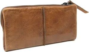 Latico Womens Andi Leather Wallet Handcrafted Zippered Lady Clutch - Phones, Bills, IDs, Card Holder & Organizer; Classic Purse Features Dual Magnetic Snaps, Rear Zippered Pocket - Cognac