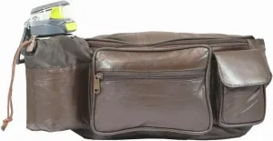 Leather Fanny Pack with Multiple Zippered Compartments, Black (1201, Brown)