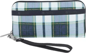 LeSportsac Women's Tech-Savvy Everyday Carry Compact Blue Faux Leather Wristlet Wallet with Detachable Strap