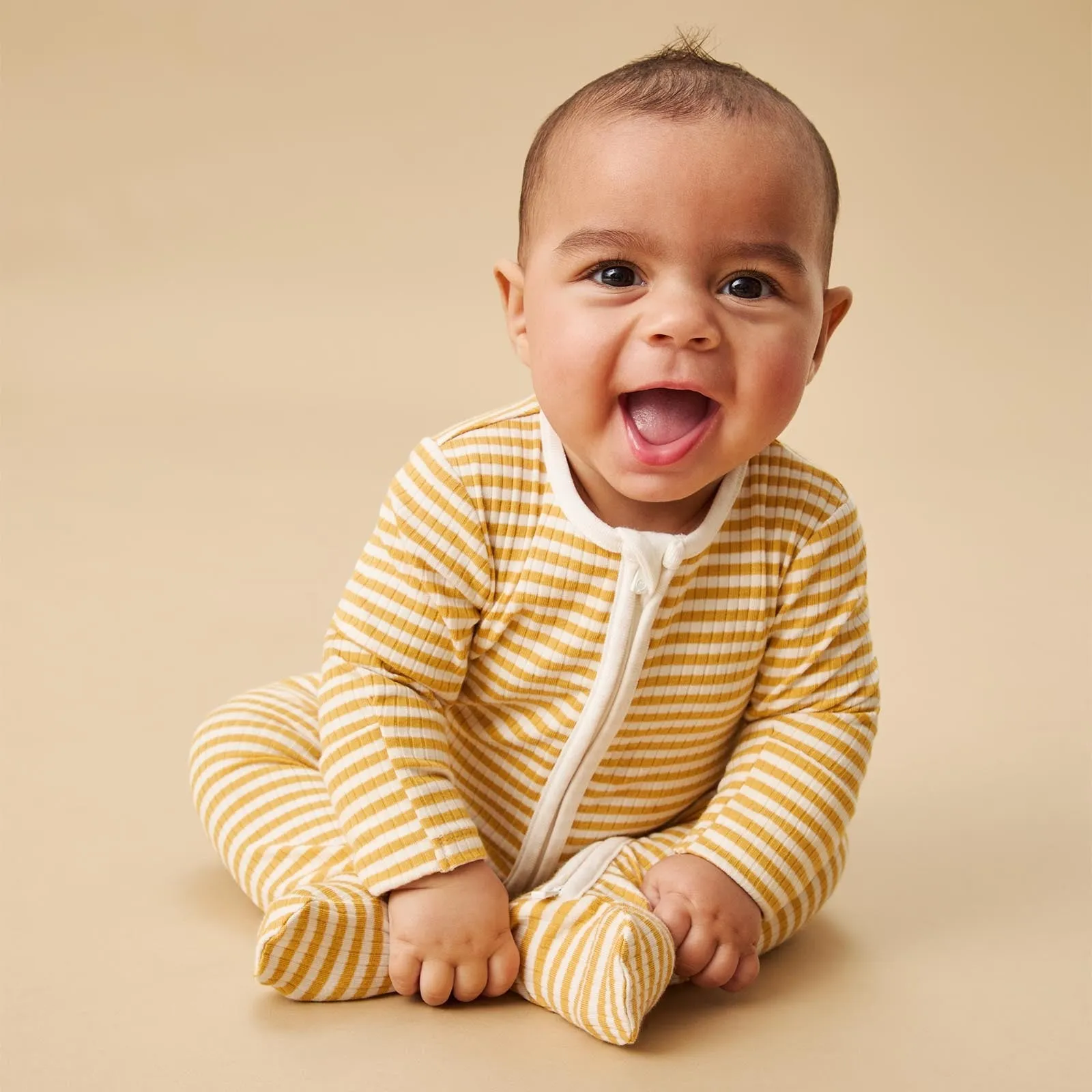 Lion & Striped Ribbed Clever Zip Baby Pajamas 2 Pack
