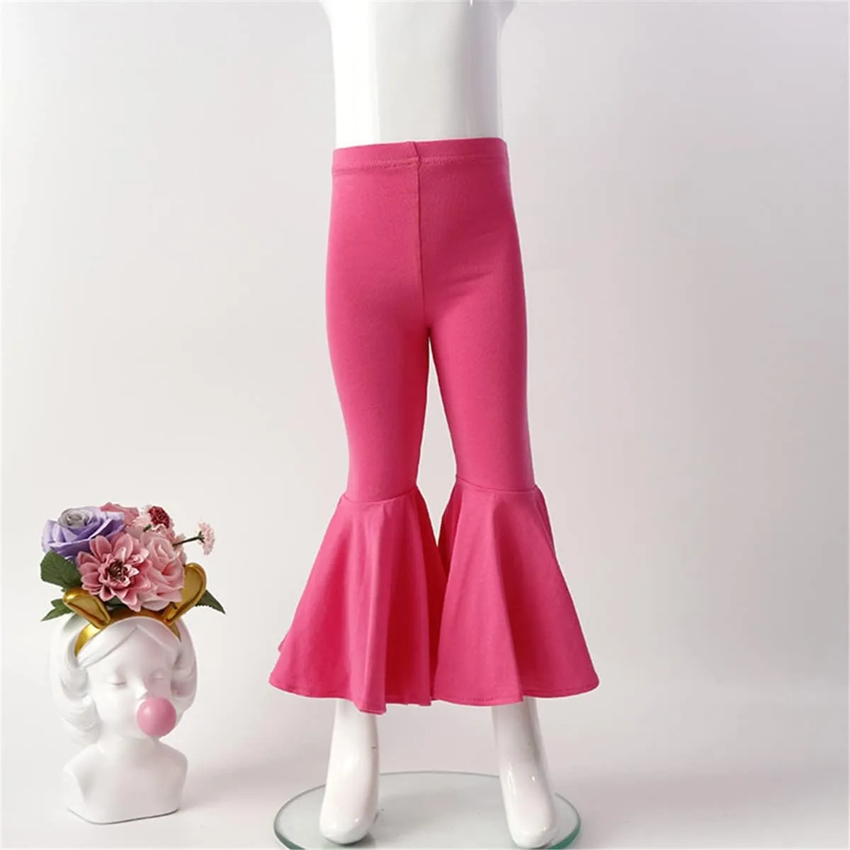 Little Baby Girls Leggings Fashion Ruffle Stretch Bell Bottom Flare Pants High Waist Yoga Trousers