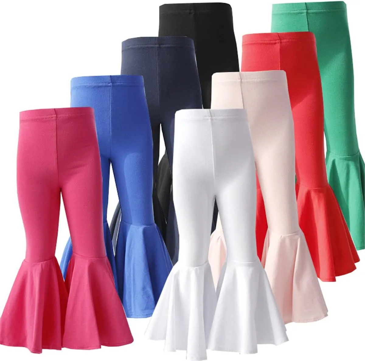 Little Baby Girls Leggings Fashion Ruffle Stretch Bell Bottom Flare Pants High Waist Yoga Trousers