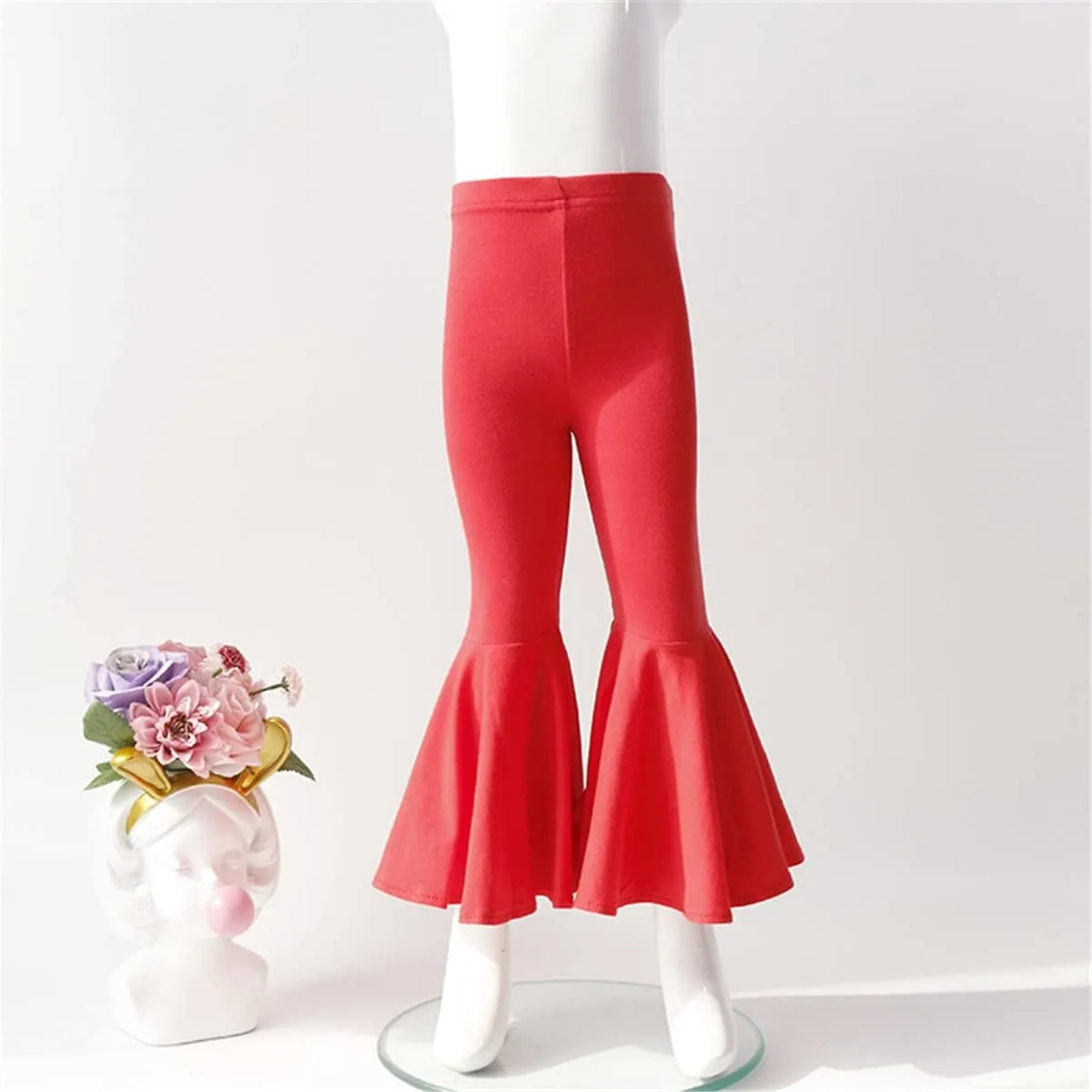 Little Baby Girls Leggings Fashion Ruffle Stretch Bell Bottom Flare Pants High Waist Yoga Trousers