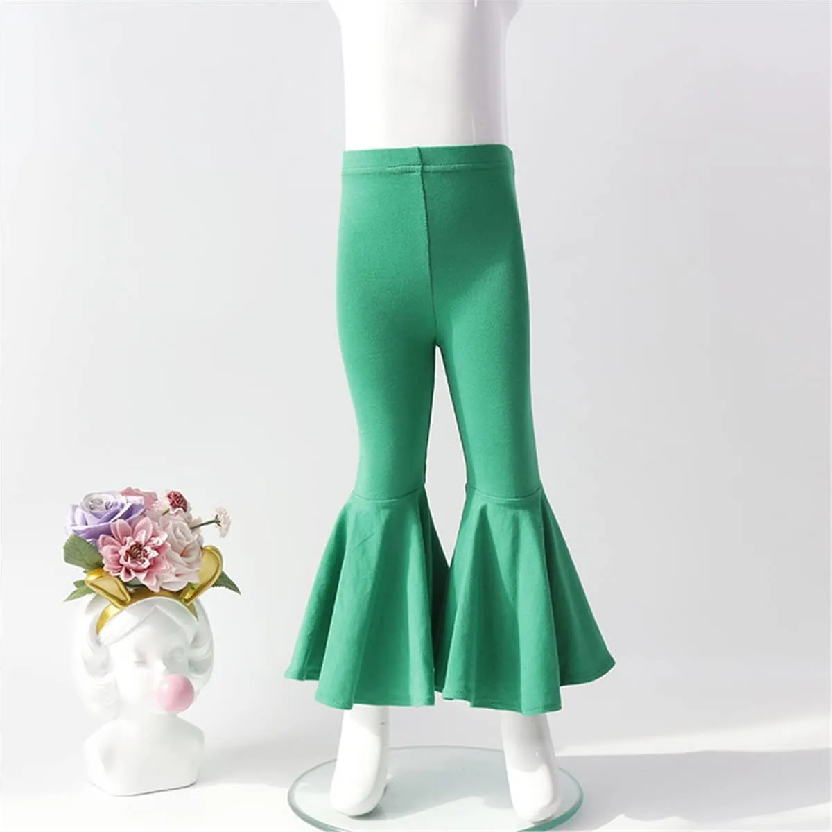 Little Baby Girls Leggings Fashion Ruffle Stretch Bell Bottom Flare Pants High Waist Yoga Trousers