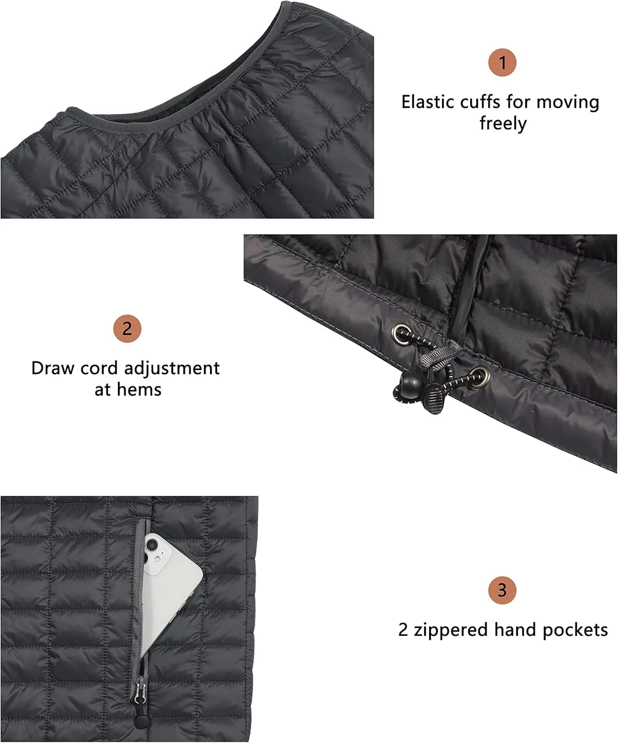 Little Donkey Andy Men's Puffer Vest, Lightweight Warm Sleeveless Jacket for Hiking Travel Golf
