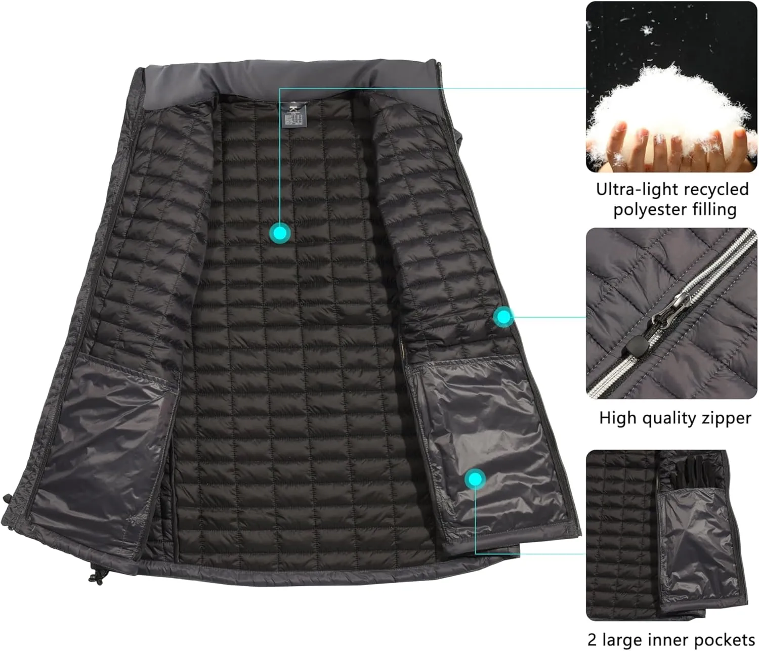 Little Donkey Andy Men's Puffer Vest, Lightweight Warm Sleeveless Jacket for Hiking Travel Golf