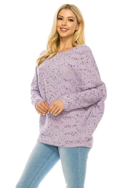 Loose Pullover Knit Multi Color Sweater