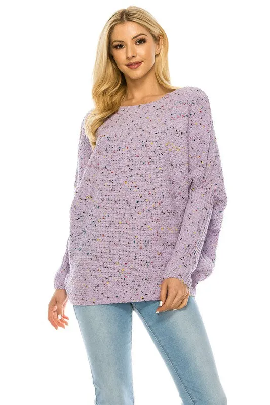 Loose Pullover Knit Multi Color Sweater