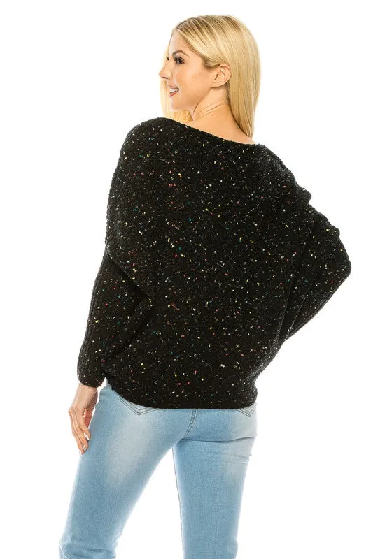 Loose Pullover Knit Multi Color Sweater