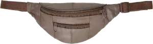 Marshal Genuine Leather Slim Waist Pack Pouch with Zippered Pockets (Brown)