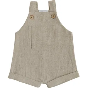 Mebie Baby - Linen Shorts Overalls in Oatmeal