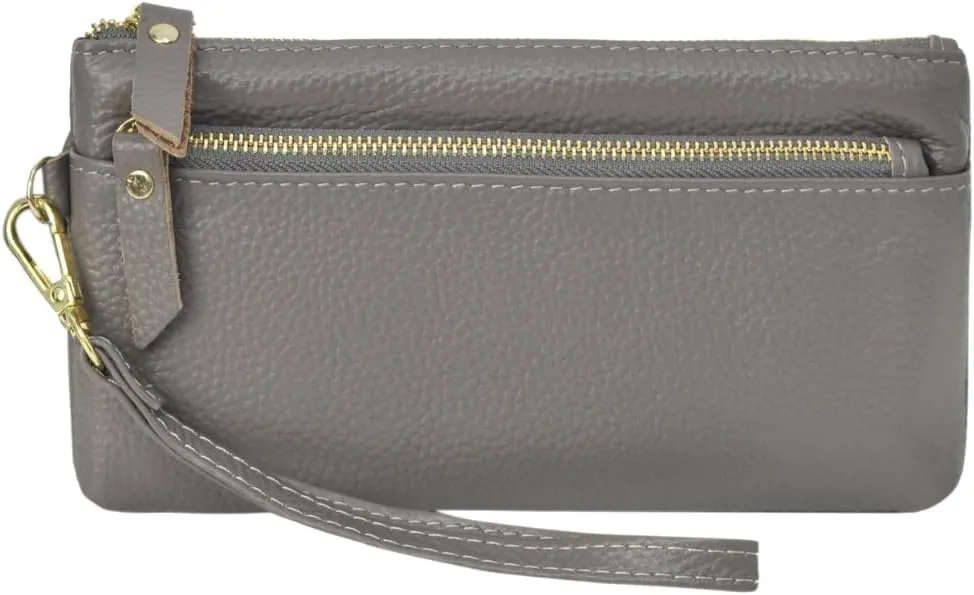 NGIL Genuine Leather Wristlet RFID Blocking Wallet, Zippered Wristlet Wallets for Women