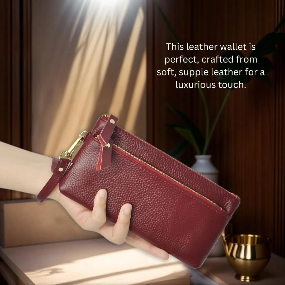 NGIL Genuine Leather Wristlet RFID Blocking Wallet, Zippered Wristlet Wallets for Women