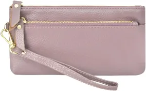 NGIL Genuine Leather Wristlet RFID Blocking Wallet, Zippered Wristlet Wallets for Women