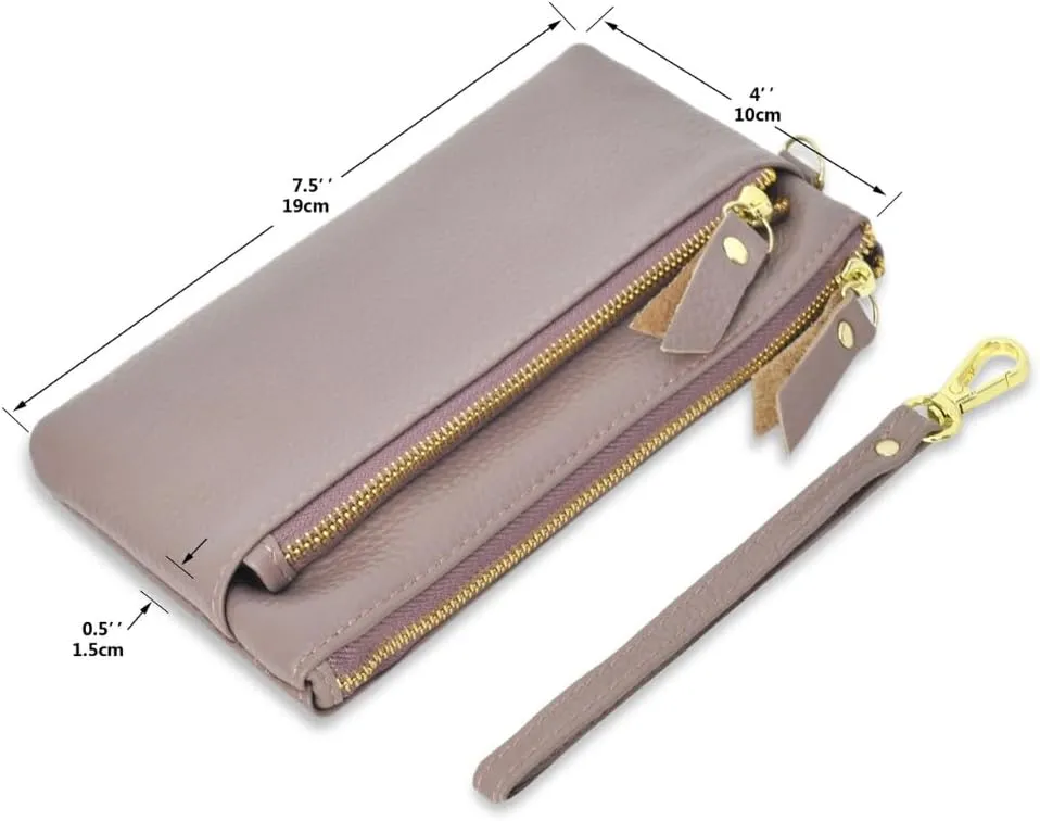 NGIL Genuine Leather Wristlet RFID Blocking Wallet, Zippered Wristlet Wallets for Women