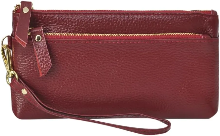NGIL Genuine Leather Wristlet RFID Blocking Wallet, Zippered Wristlet Wallets for Women