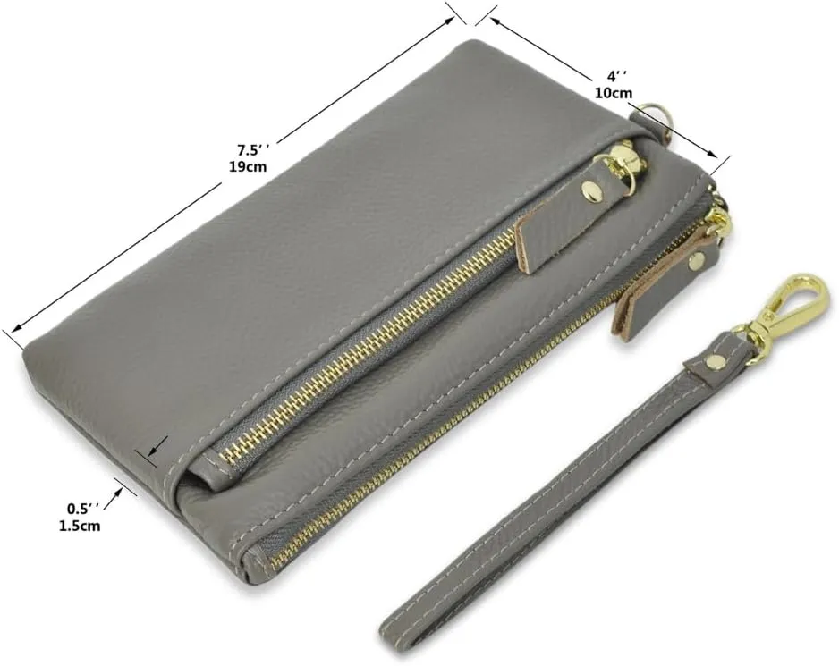 NGIL Genuine Leather Wristlet RFID Blocking Wallet, Zippered Wristlet Wallets for Women