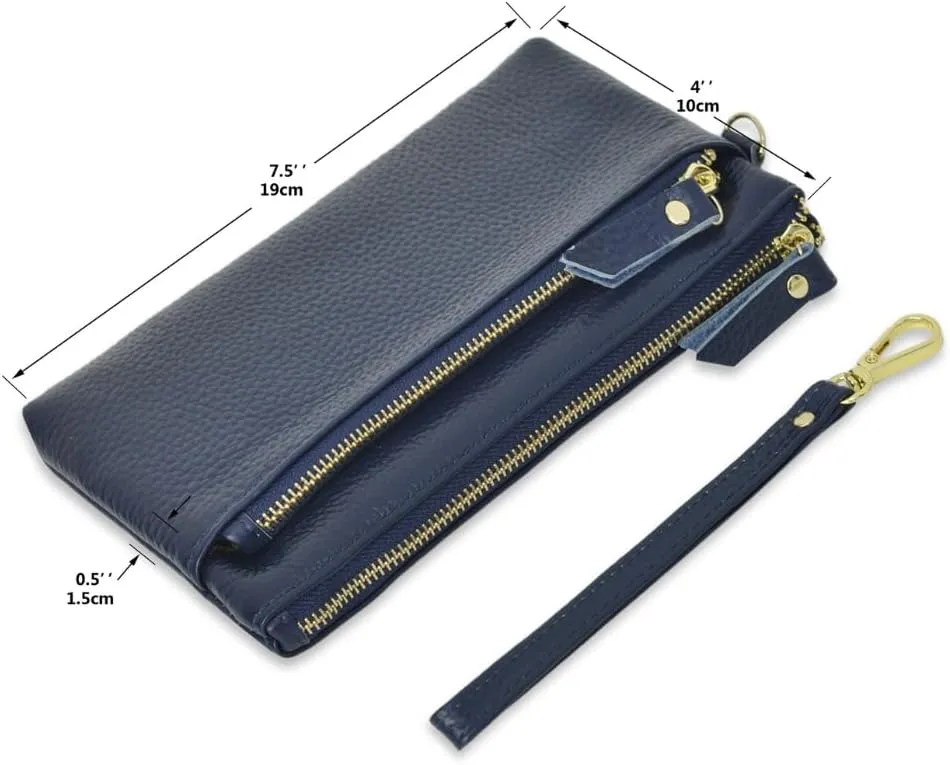 NGIL Genuine Leather Wristlet RFID Blocking Wallet, Zippered Wristlet Wallets for Women
