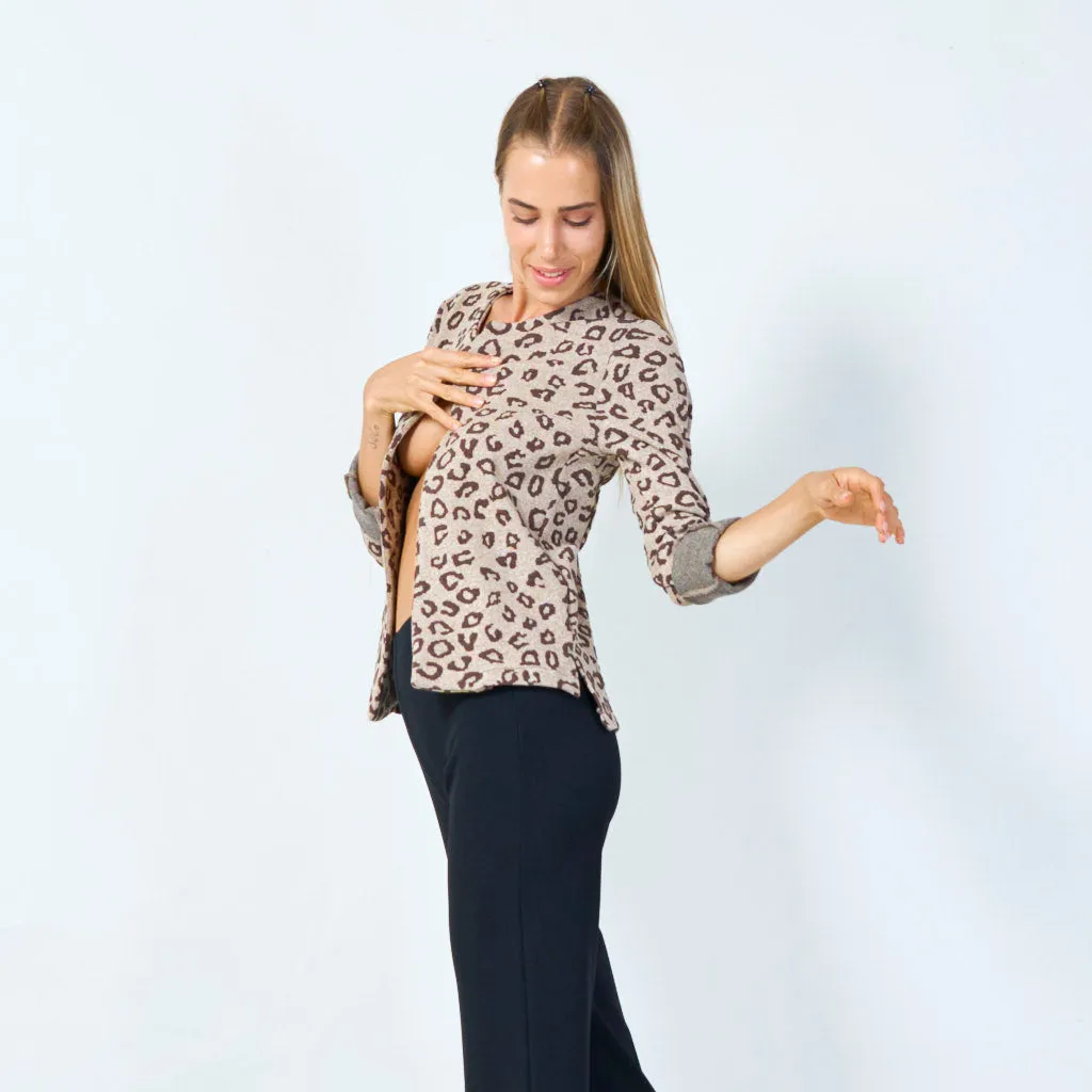 Open front leopard print cardigan wholesale
