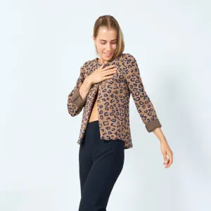 Open front leopard print cardigan wholesale