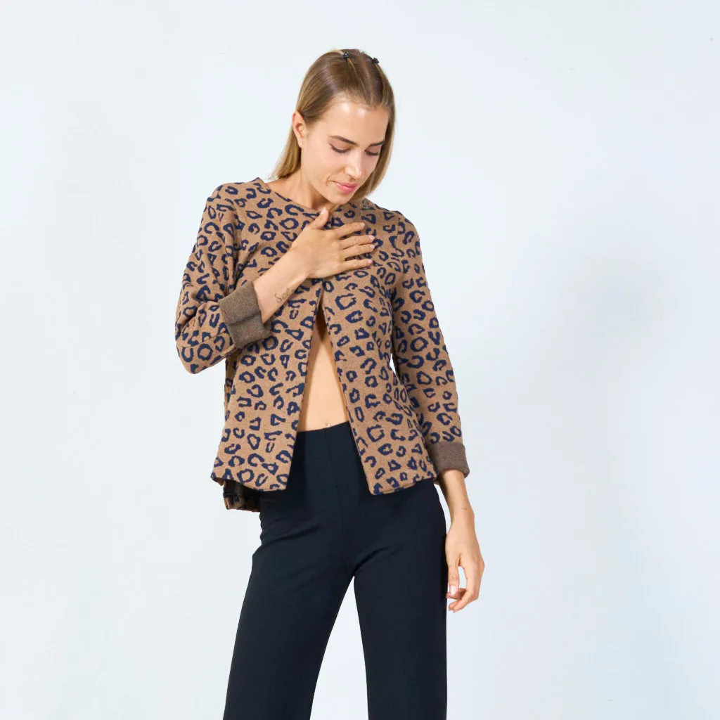Open front leopard print cardigan wholesale