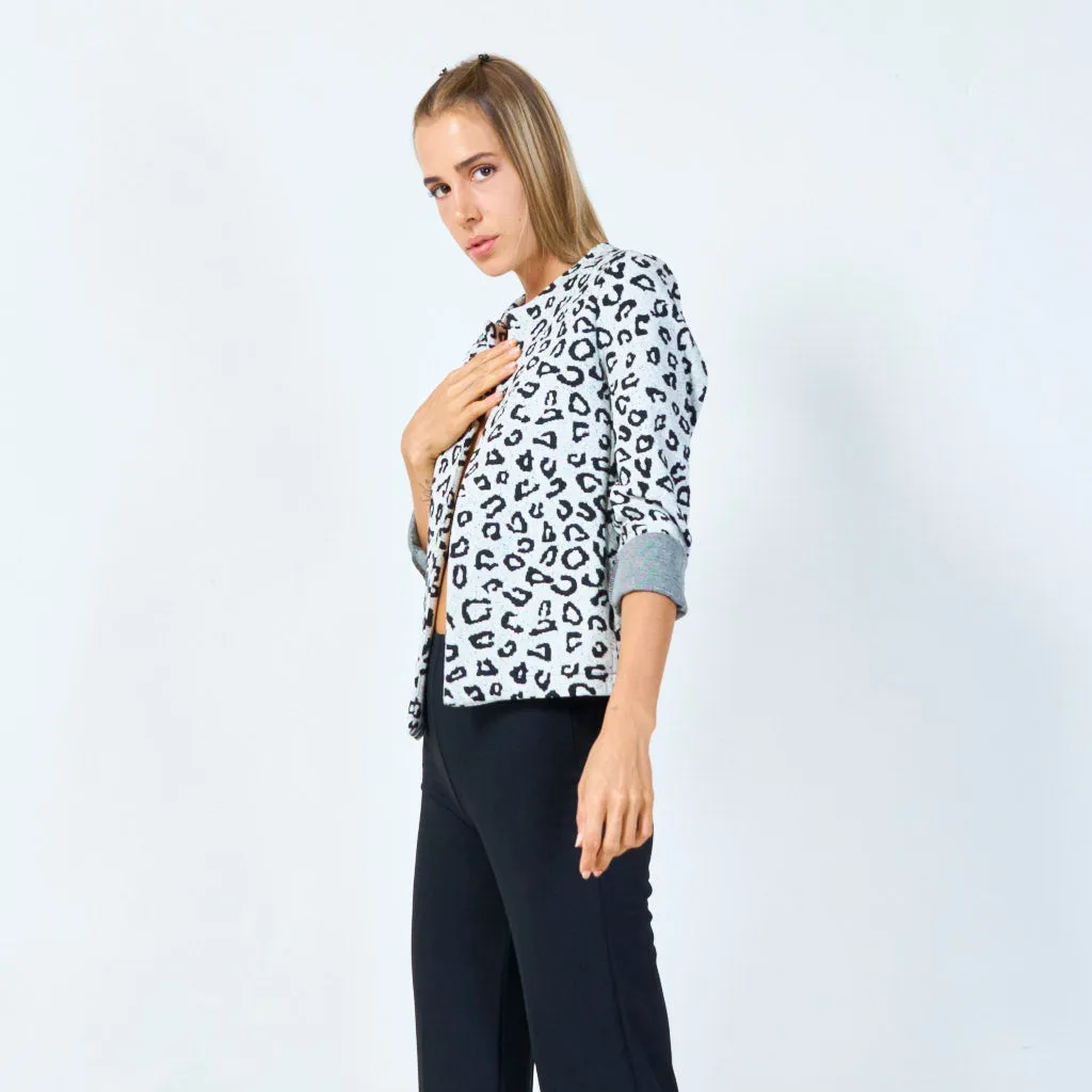 Open front leopard print cardigan wholesale