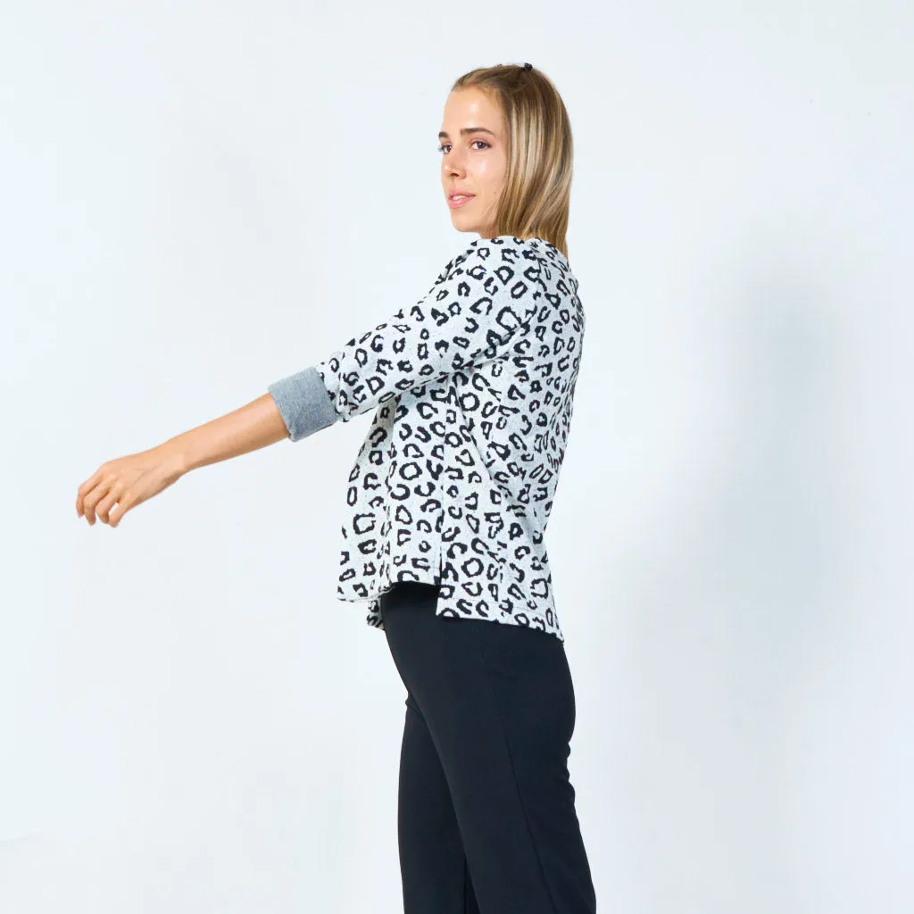 Open front leopard print cardigan wholesale