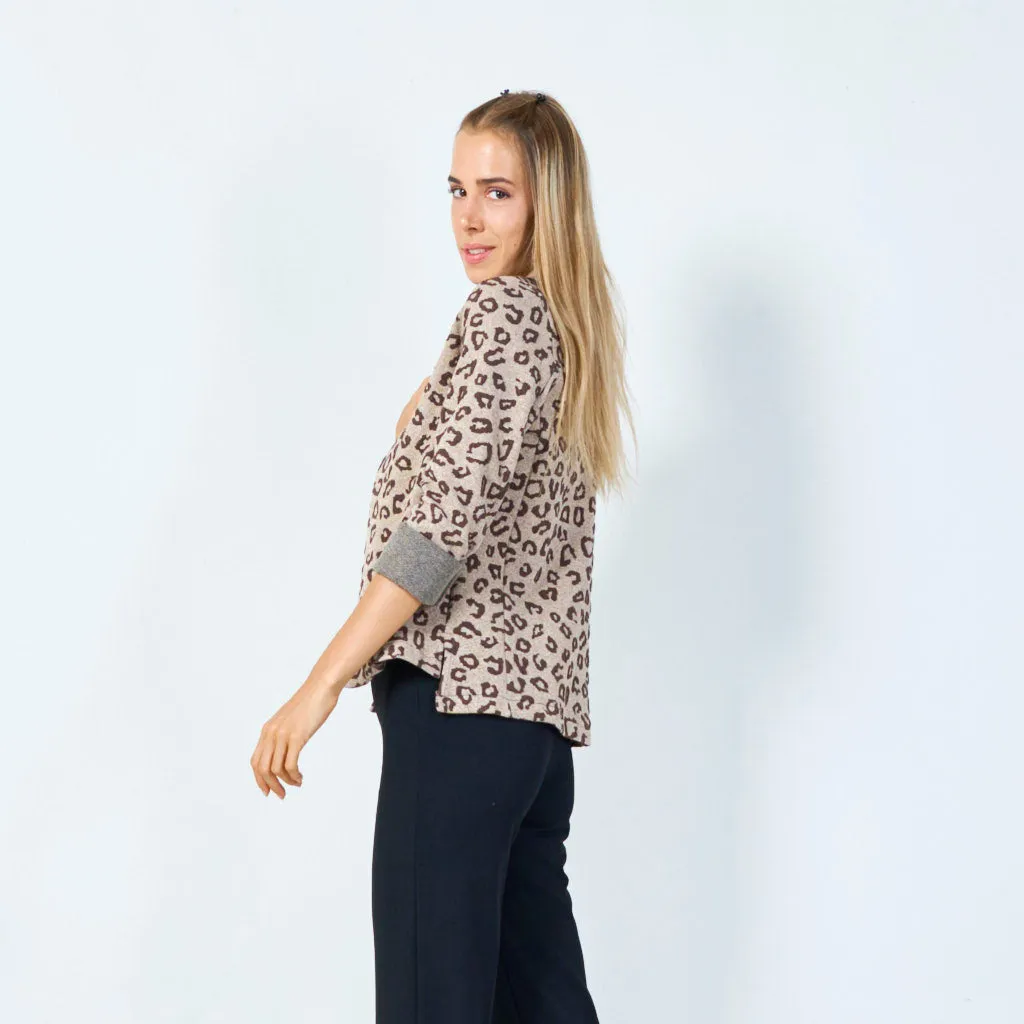Open front leopard print cardigan wholesale