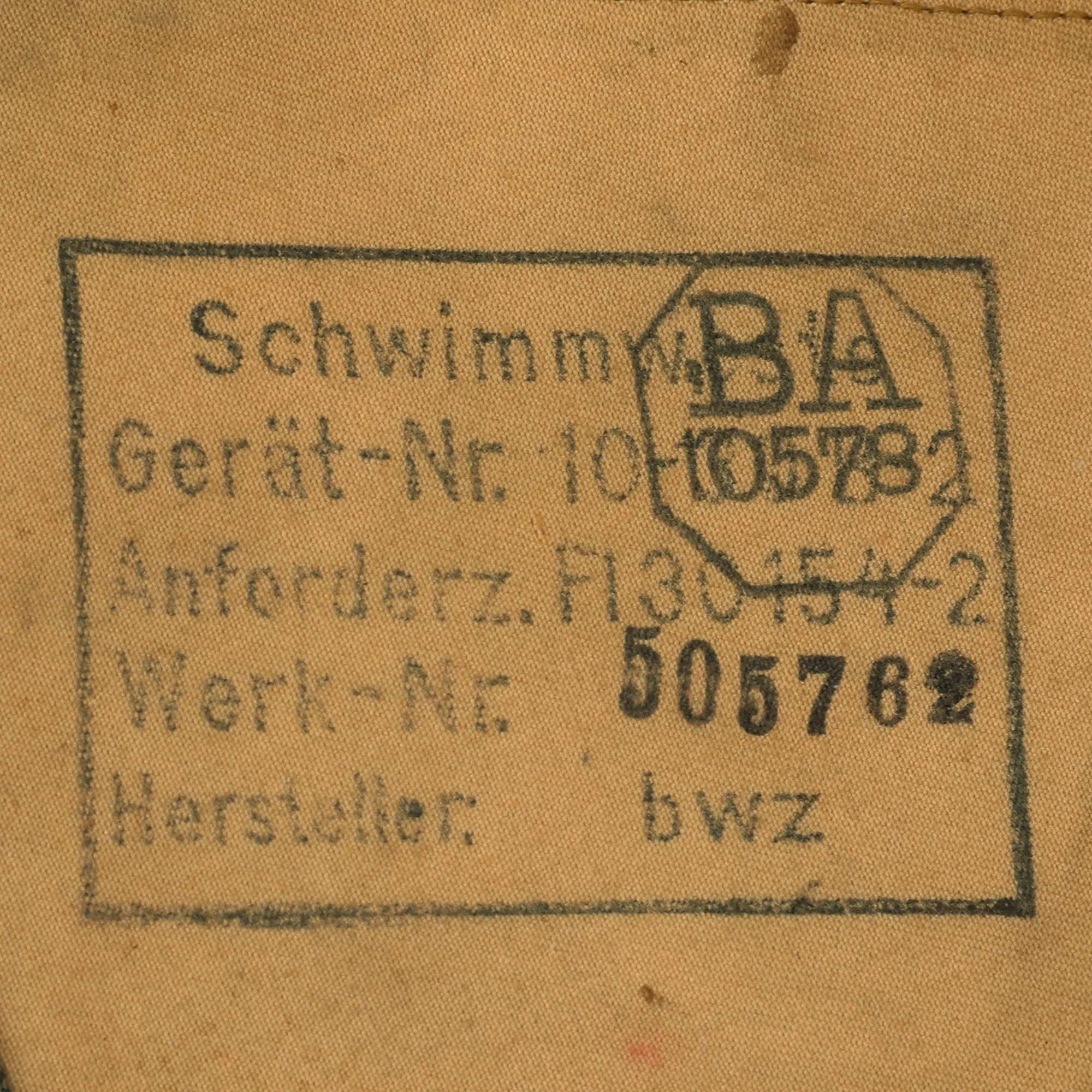 Original Rare German WWII Luftwaffe Life Vest Type 10-30 B-2 by Auer-Gesellschaft AG, Werk Oranienburg
