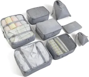 Packing Cubes for Suitcases, 8 Set Travel Luggage Organizers with Shoe Bag, Toiletry Bag & Laundry Bag