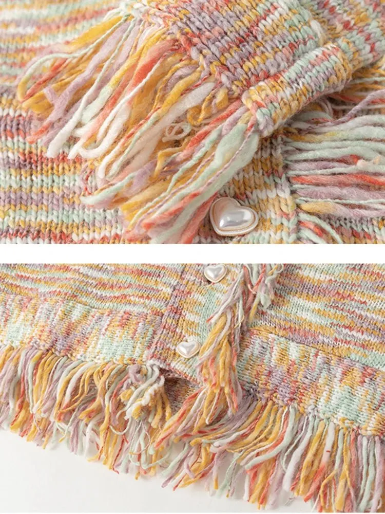 Pre Order:  Fringed Heart Buttons Loose Sweater