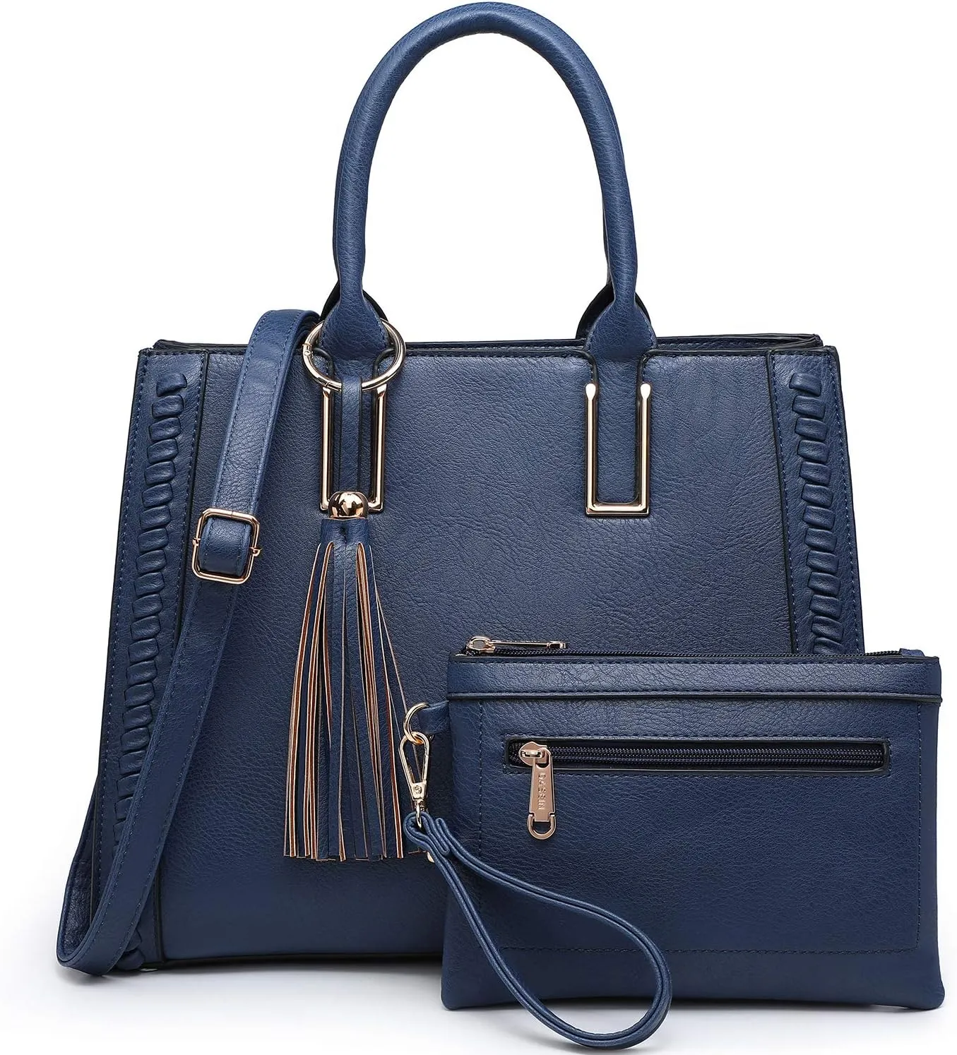 Purses Handbags for Women Satchel Vegan Leather Shoulder Bags Work Tote for Ladies with Matching Clutch (Turquoise)