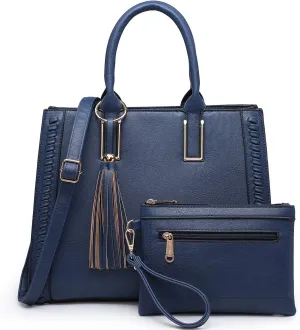 Purses Handbags for Women Satchel Vegan Leather Shoulder Bags Work Tote for Ladies with Matching Clutch (Turquoise)